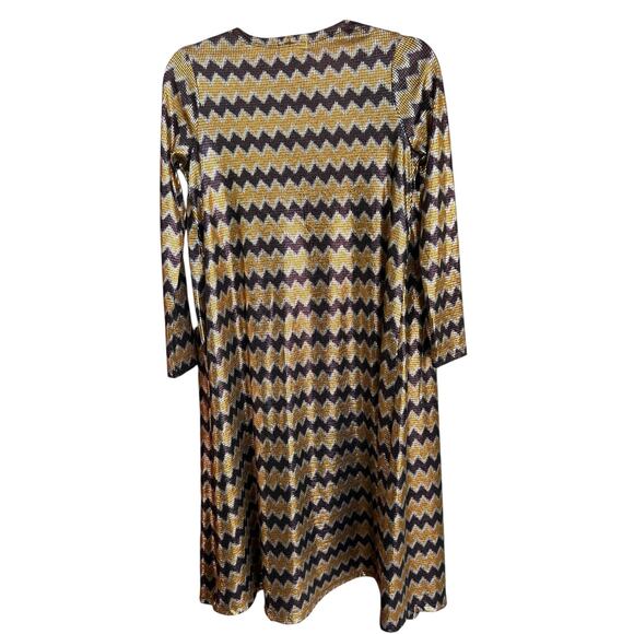 Lularoe Women's Sarah Elegant Collection Gold + Silver Chevron Duster Size XS - Picture 6 of 6